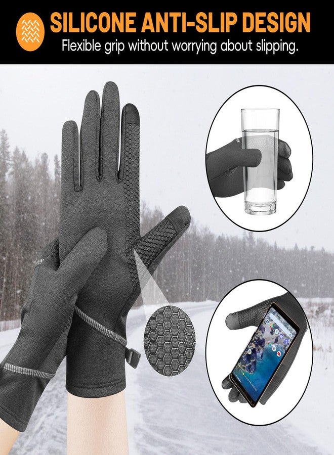Tiny Chou Winter Gloves for Women Men - Warm Touchscreen Non-Slip Thermal for Cold Weather, Running, Cycling, Driving, Hiking - Windproof Lightweight Bike Gloves, Grey - Small - Image 3